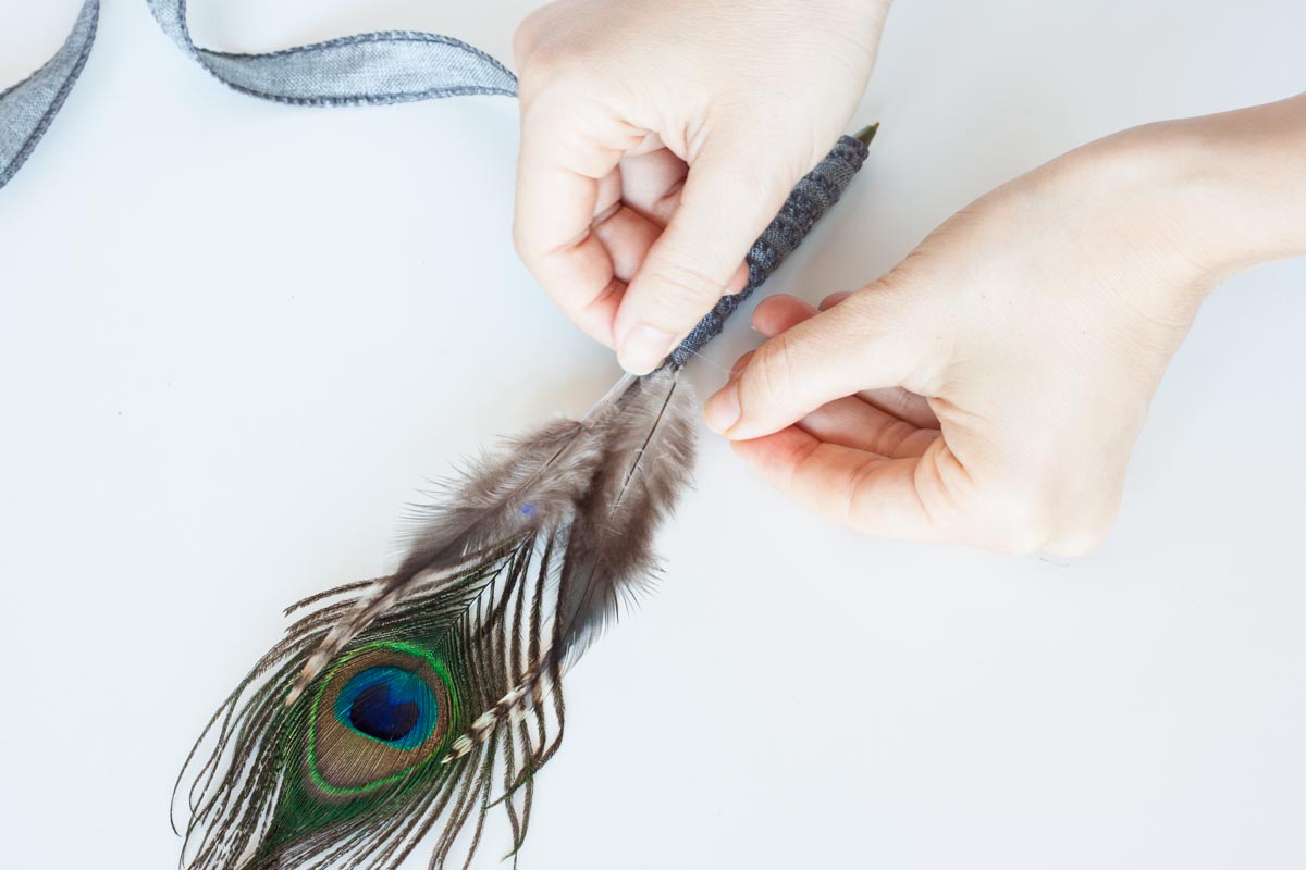 Father’s day gift idea diy feather pen string