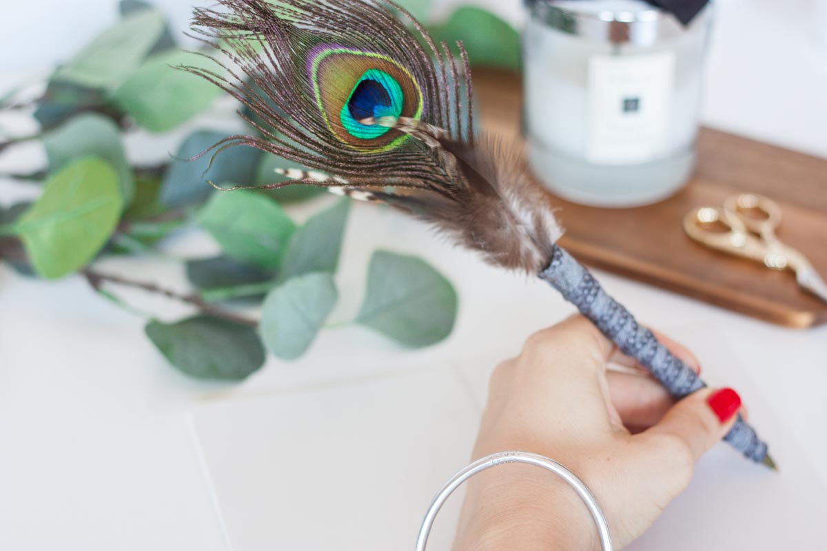 Modern father’s day gift idea diy feather pen